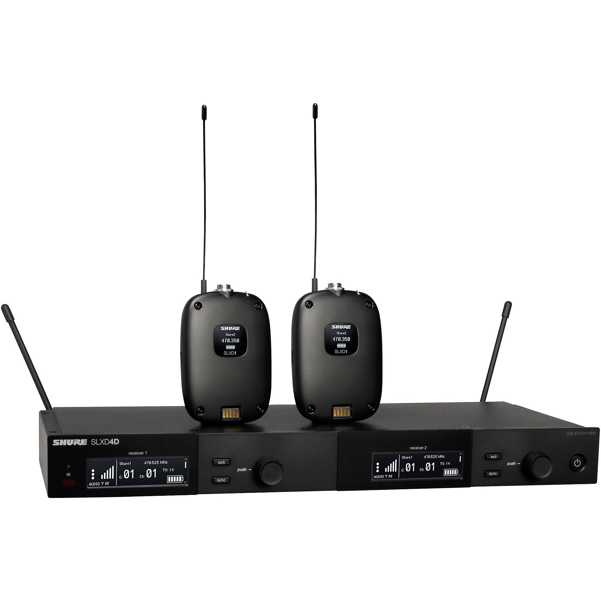 Pro　Audio　Bodypack　SLXD14D　Band　J52　–　Nashville　Wireless　Dual　Shure　System